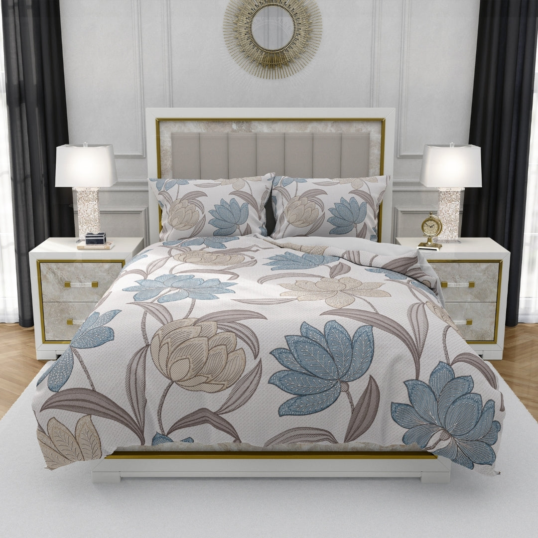 Twilight, TC 300, 100% Pure Cotton Bedsheet with 2 Pillow Covers, 13007