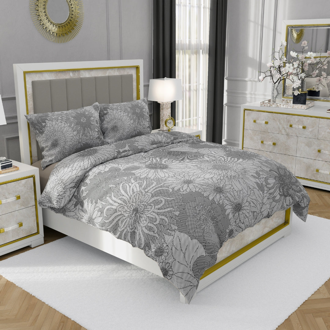 Theta Elite, TC 300, 100% Pure Cotton Bedsheet with 2 Pillow Covers, 8001