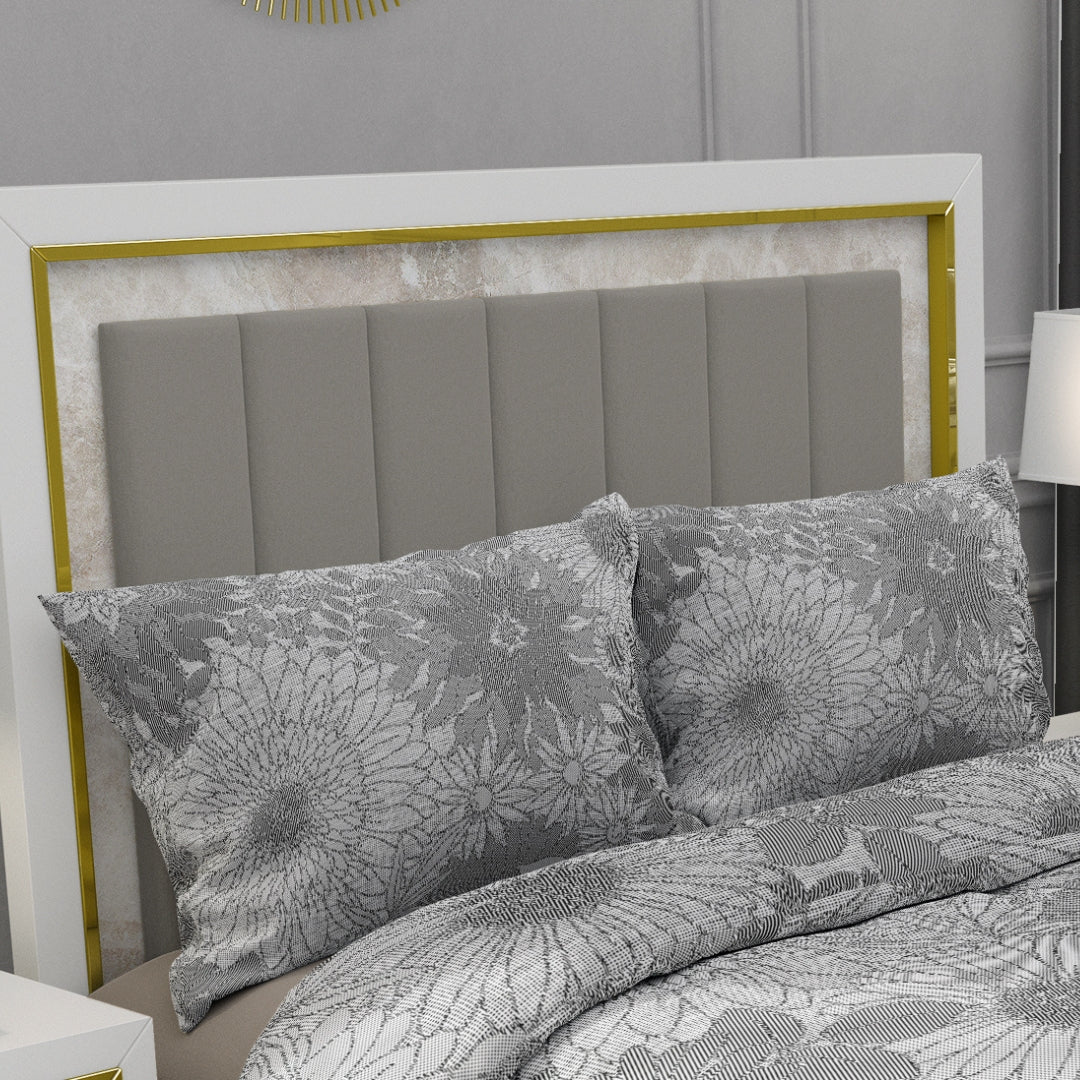 Theta Elite, TC 300, 100% Pure Cotton Bedsheet with 2 Pillow Covers, 8001