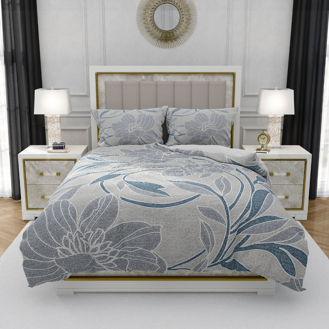 Theta Elite, TC 300, 100% Pure Cotton Bedsheet with 2 Pillow Covers, 8003