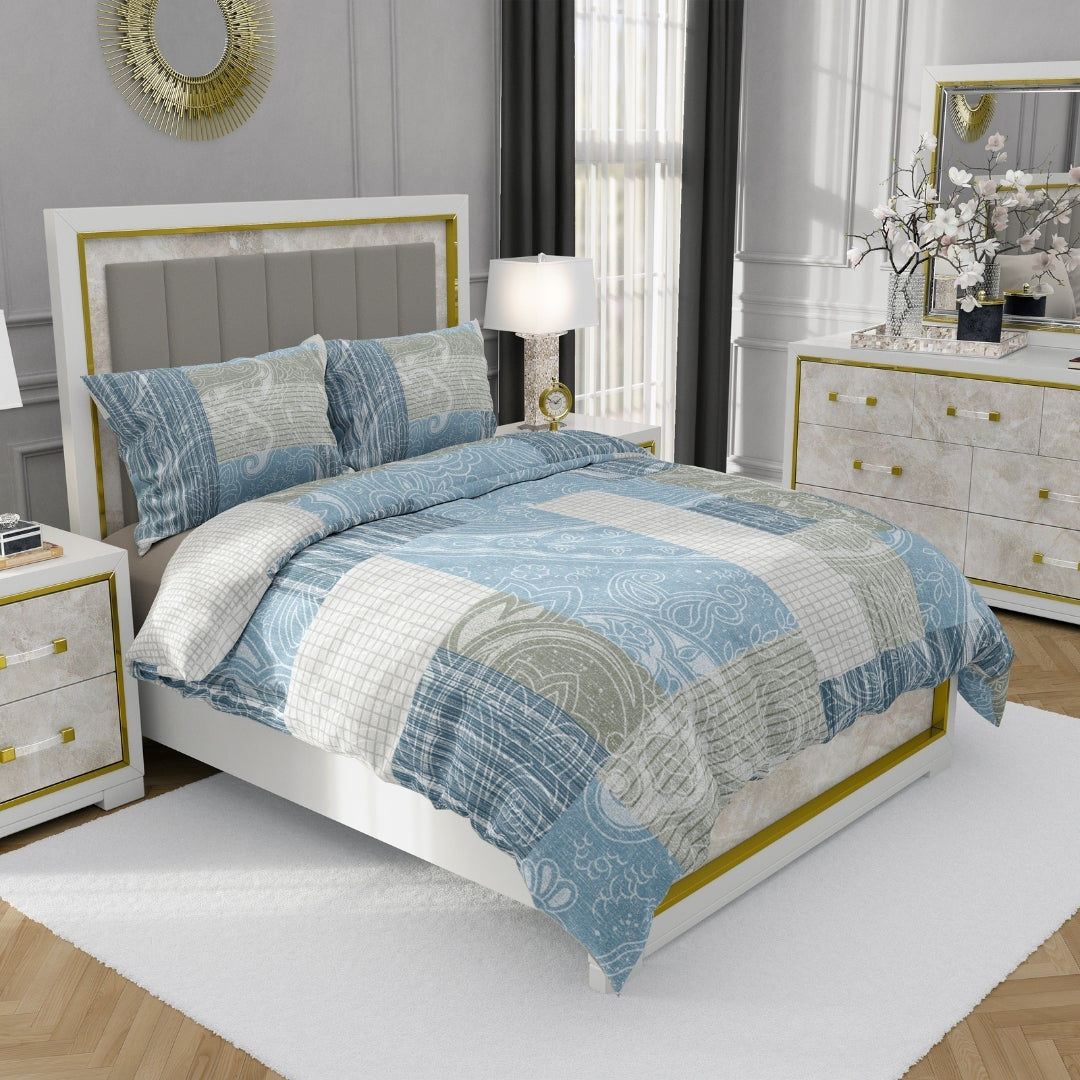 Moon Breeze, TC 250, 100% Pure Cotton Bedsheet with 2 Pillow Covers, 10009