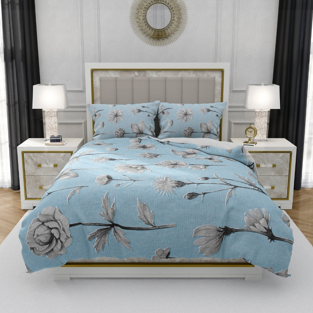 Moon Breeze, TC 250, 100% Pure Cotton Bedsheet with 2 Pillow Covers, 10008