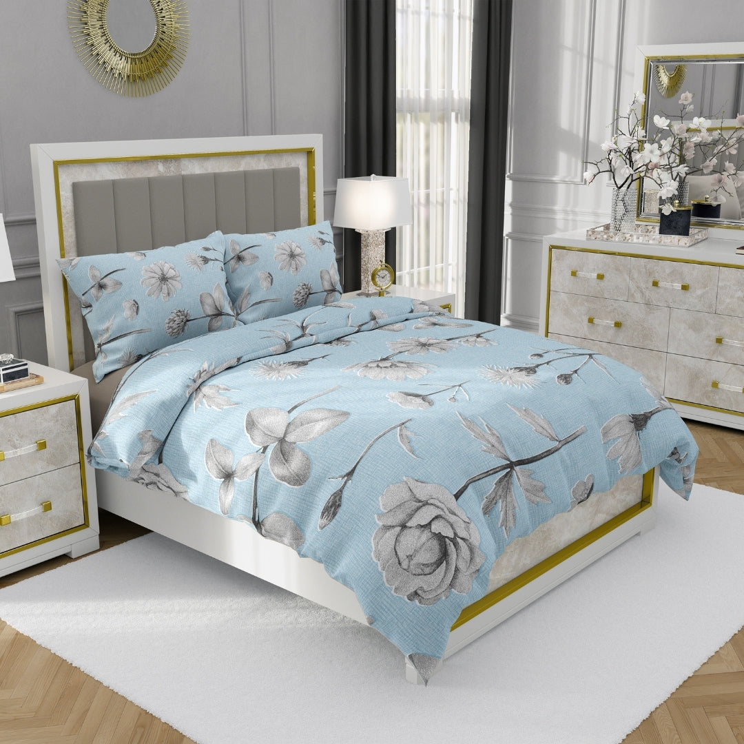 Moon Breeze, TC 250, 100% Pure Cotton Bedsheet with 2 Pillow Covers, 10008